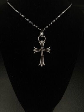 Chrome Hearts Floral Cross with Mini Floral Cross Big Pendant Unisex Necklace